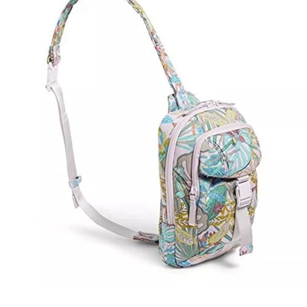 NWT Vera Bradley Women's Cotton Utility Sling Backpack, Rain Forest Canopy - Picture 4 of 14
